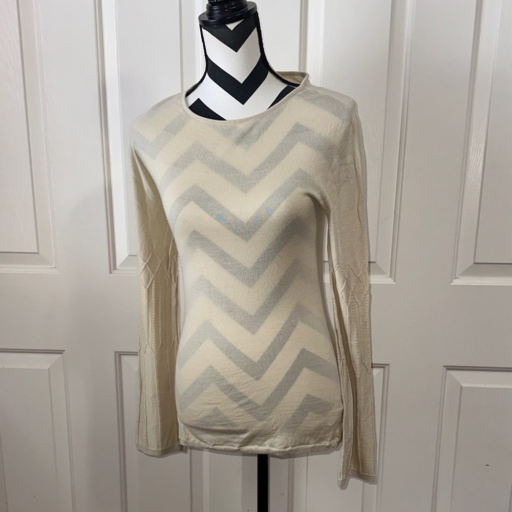 Bird Wool Silk Cashmere Cream Knit Top
